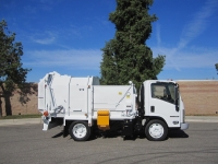 2008 GMC W5500 with Amrep Satellite 6yd Side Loader Refuse Truck