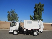 2014 Isuzu NQR with Heil Retriever Satellite 6yd Side Loader Refuse Truck