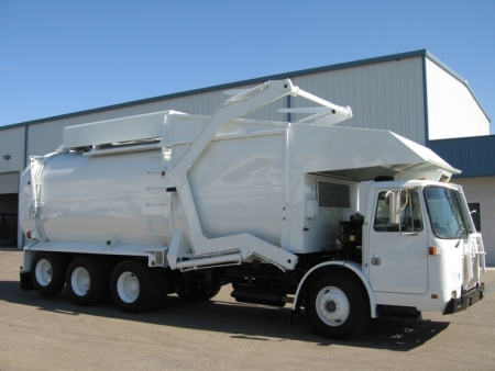 2002 Volvo CNG with Amrep 40yd Front Loader Refuse Truck